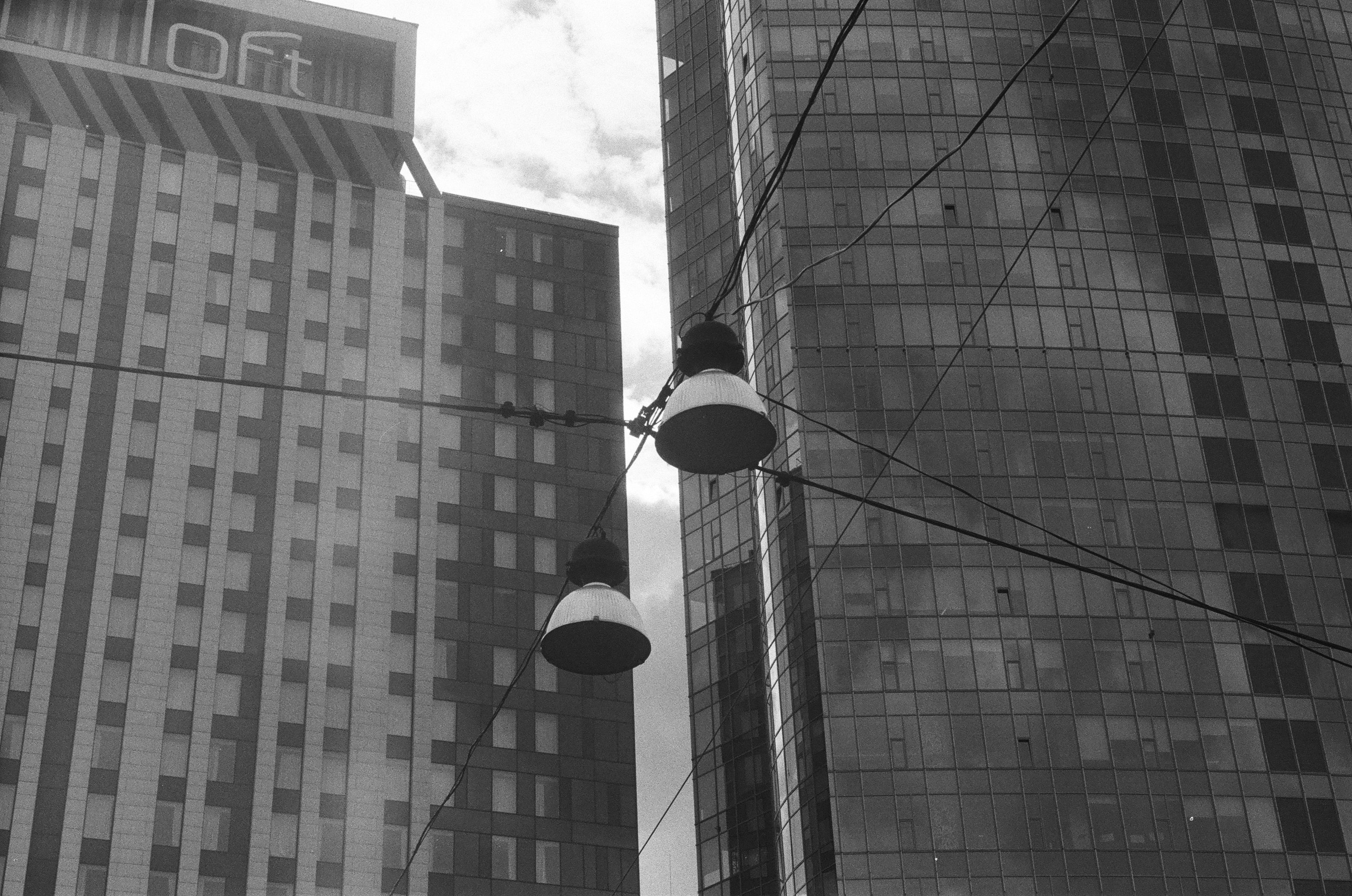 black and white film photo with classic grain texture
