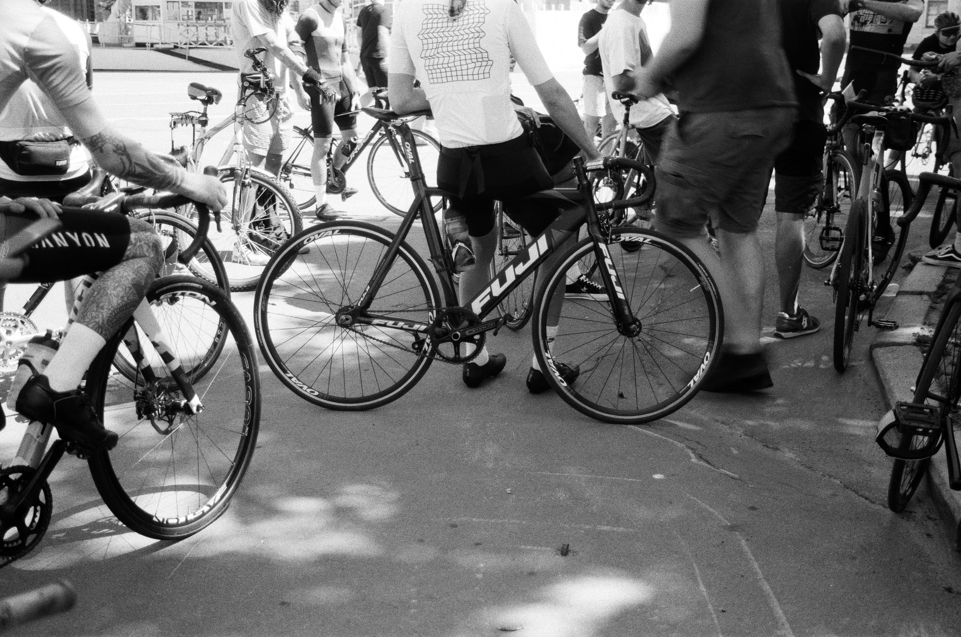 Black and white film photo with deep shadows
