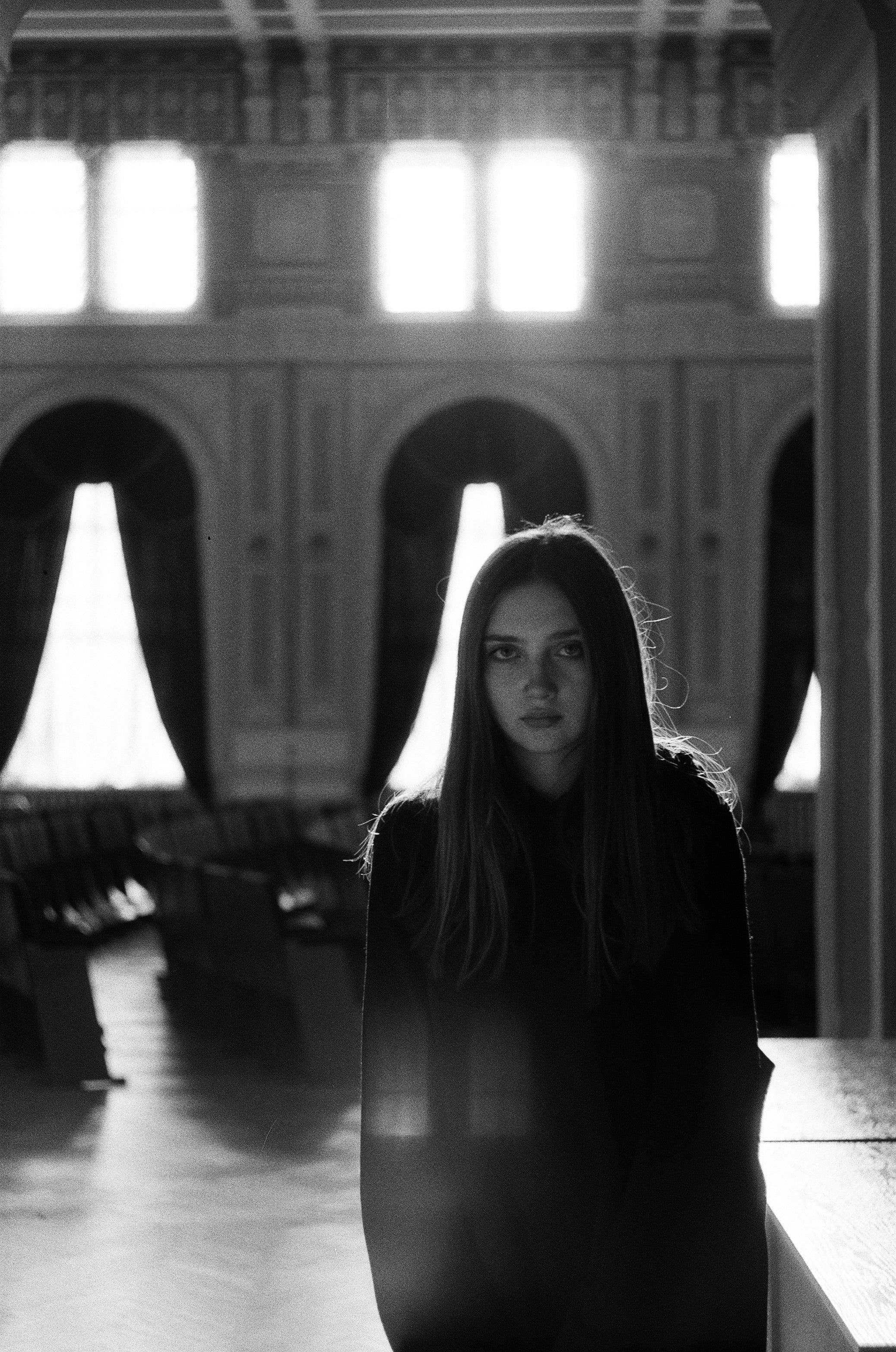 Black and white film image with contrasts