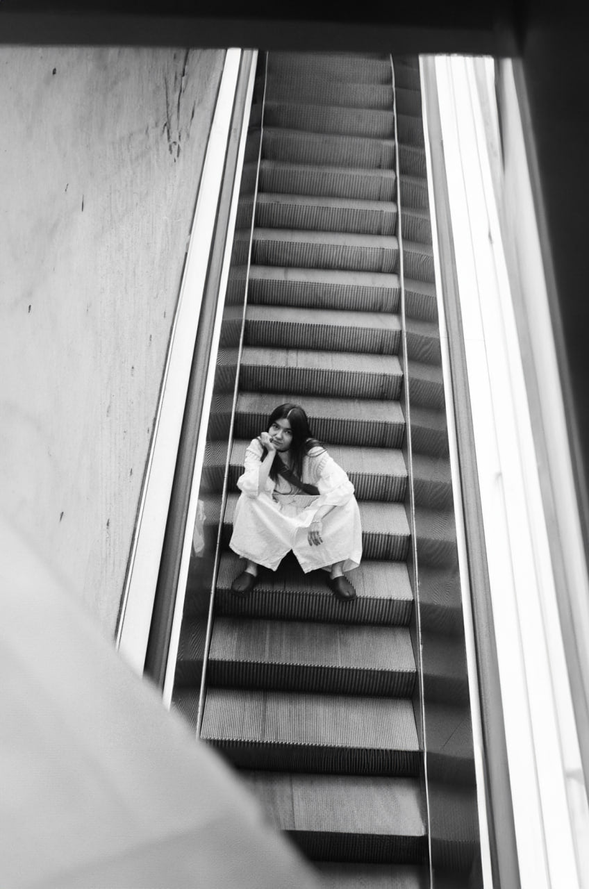 Dramatic scene on black and white film
