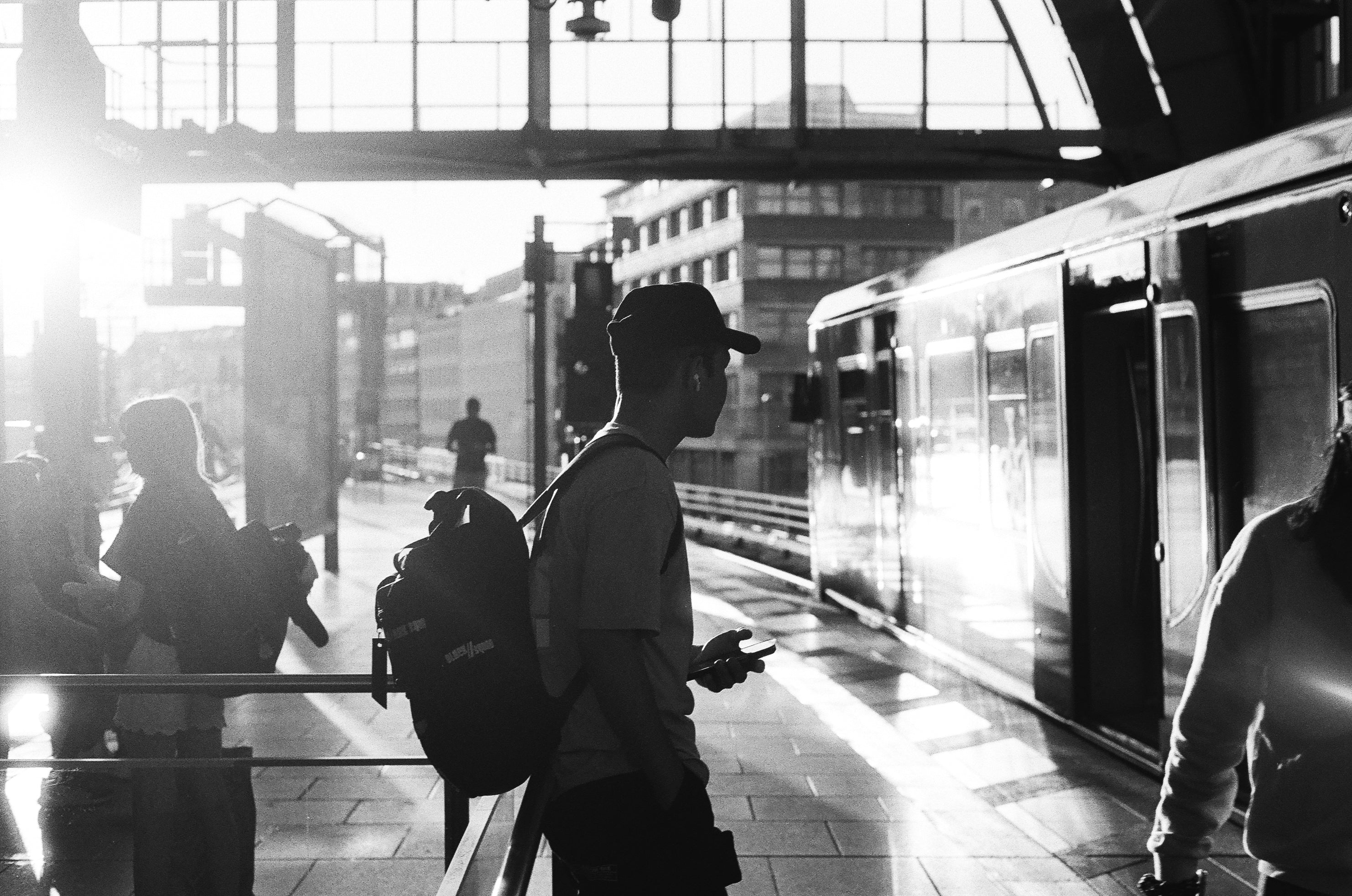 railway station's life captured on black and white film
