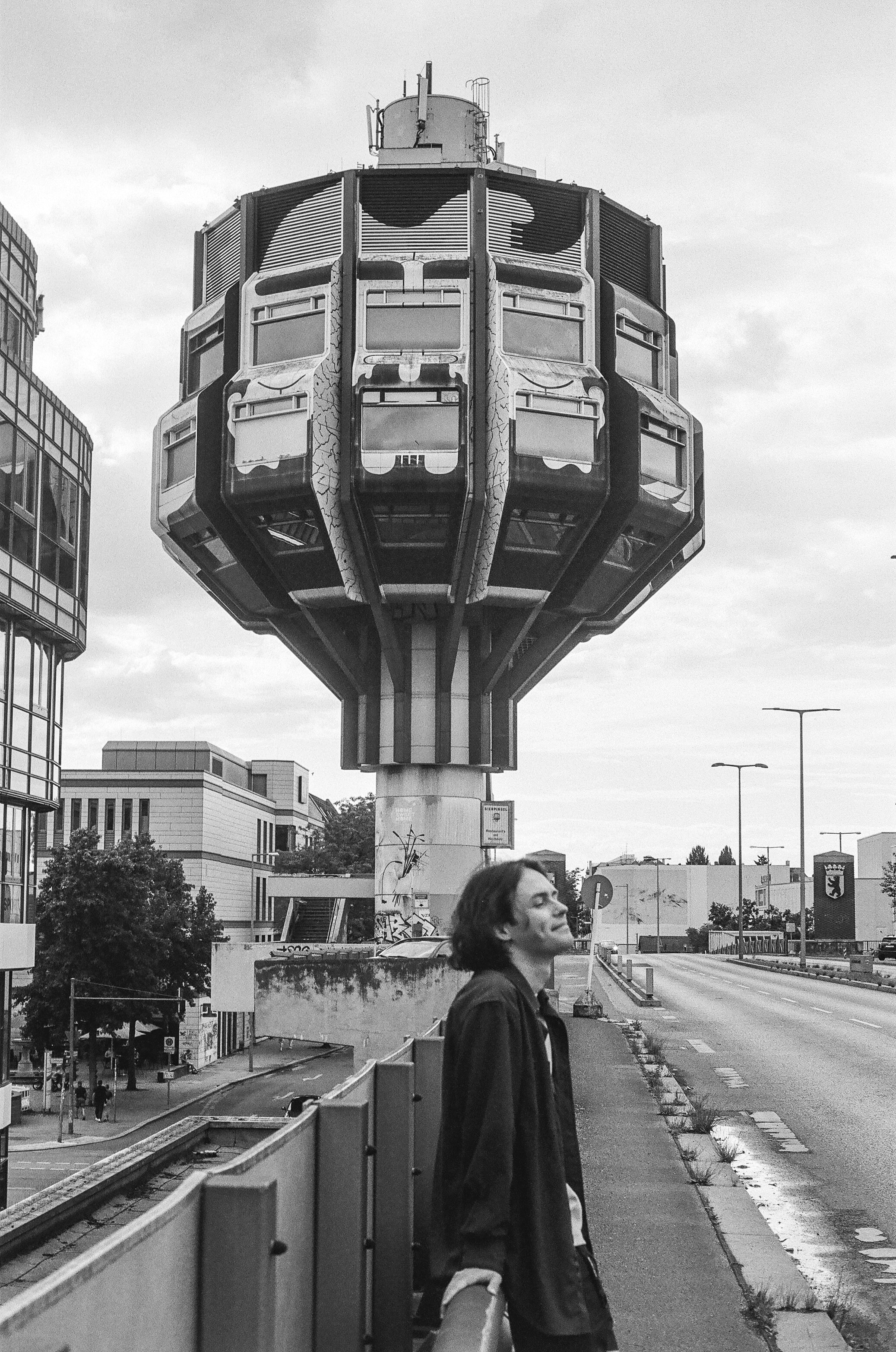 urban architecture shot on b&w film