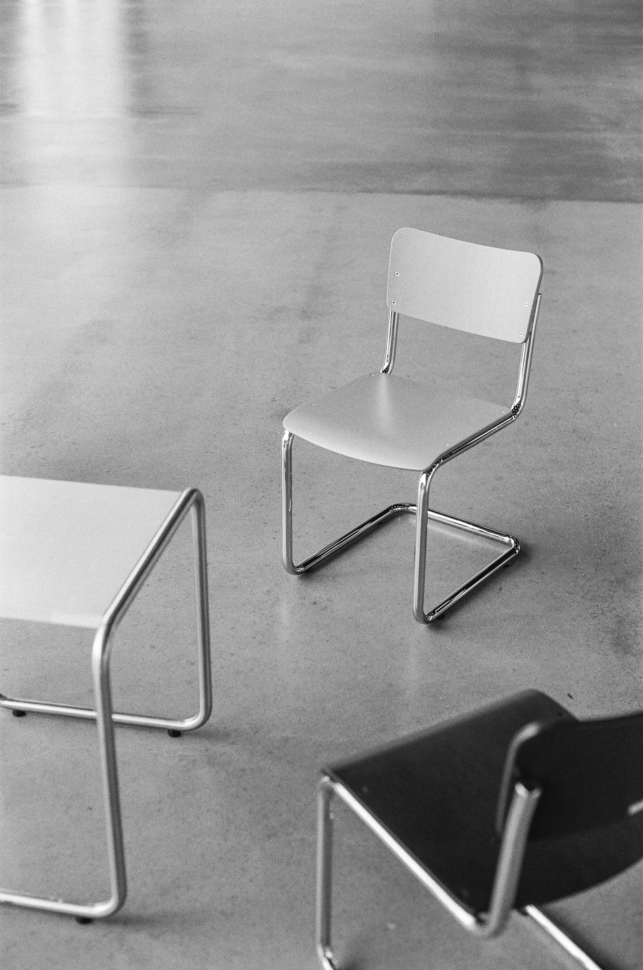 chairs shot on black and white film