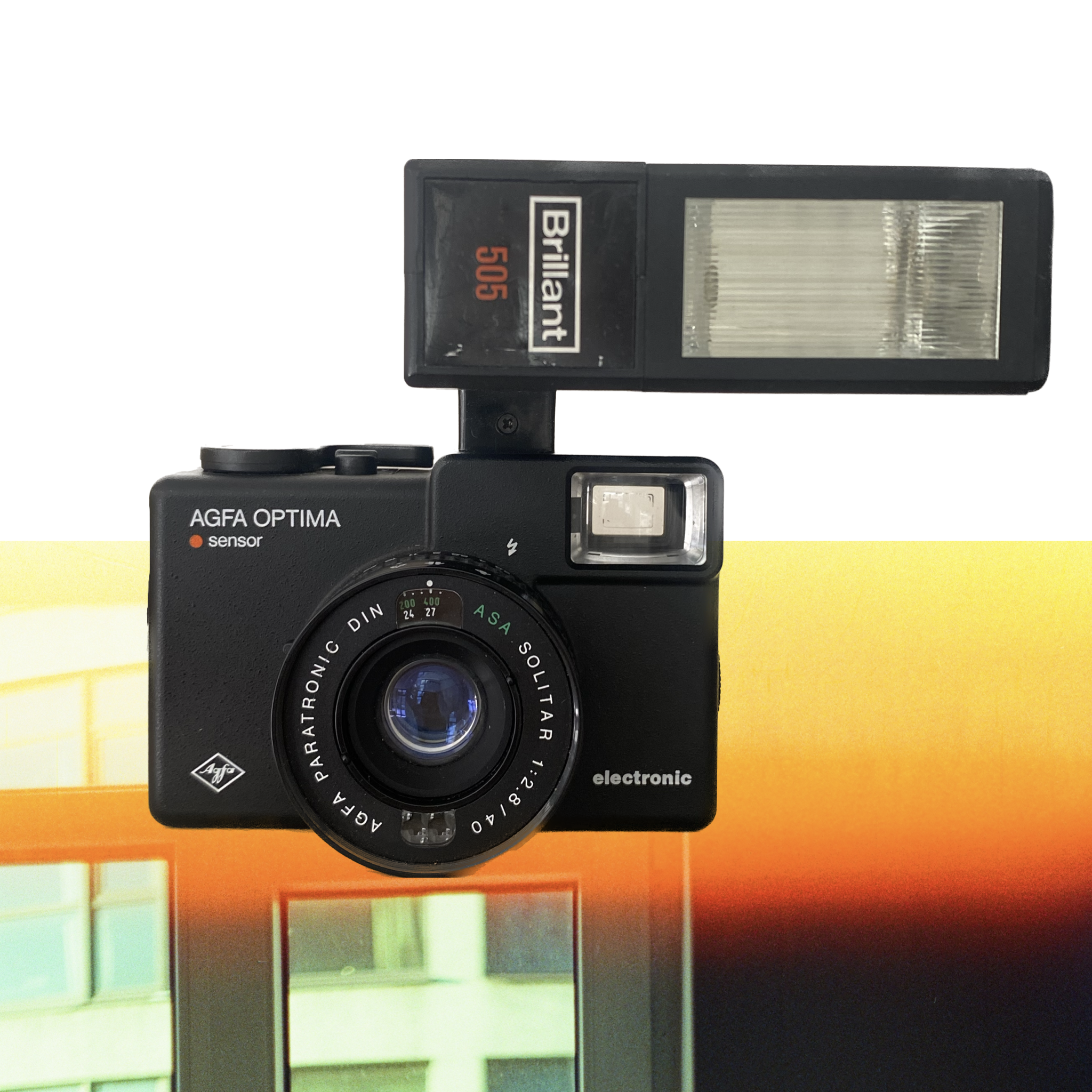 Agfa optima sensor  + Flash Brilliant 505 | scale focus camera