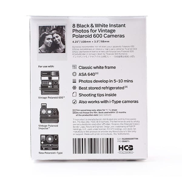 B&W instant film for Polaroid 600 cameras