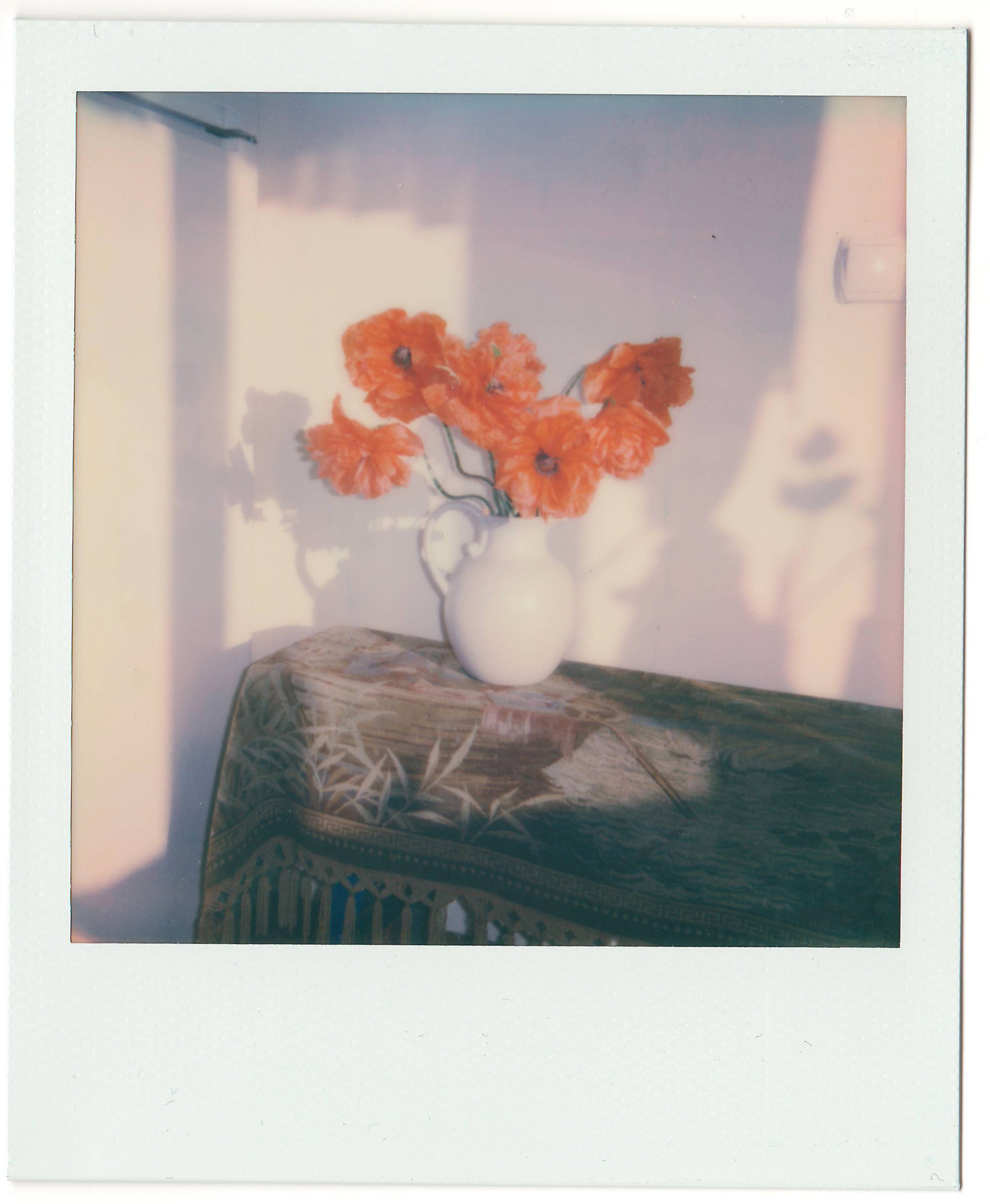 instant photo camera Polaroid image in pink