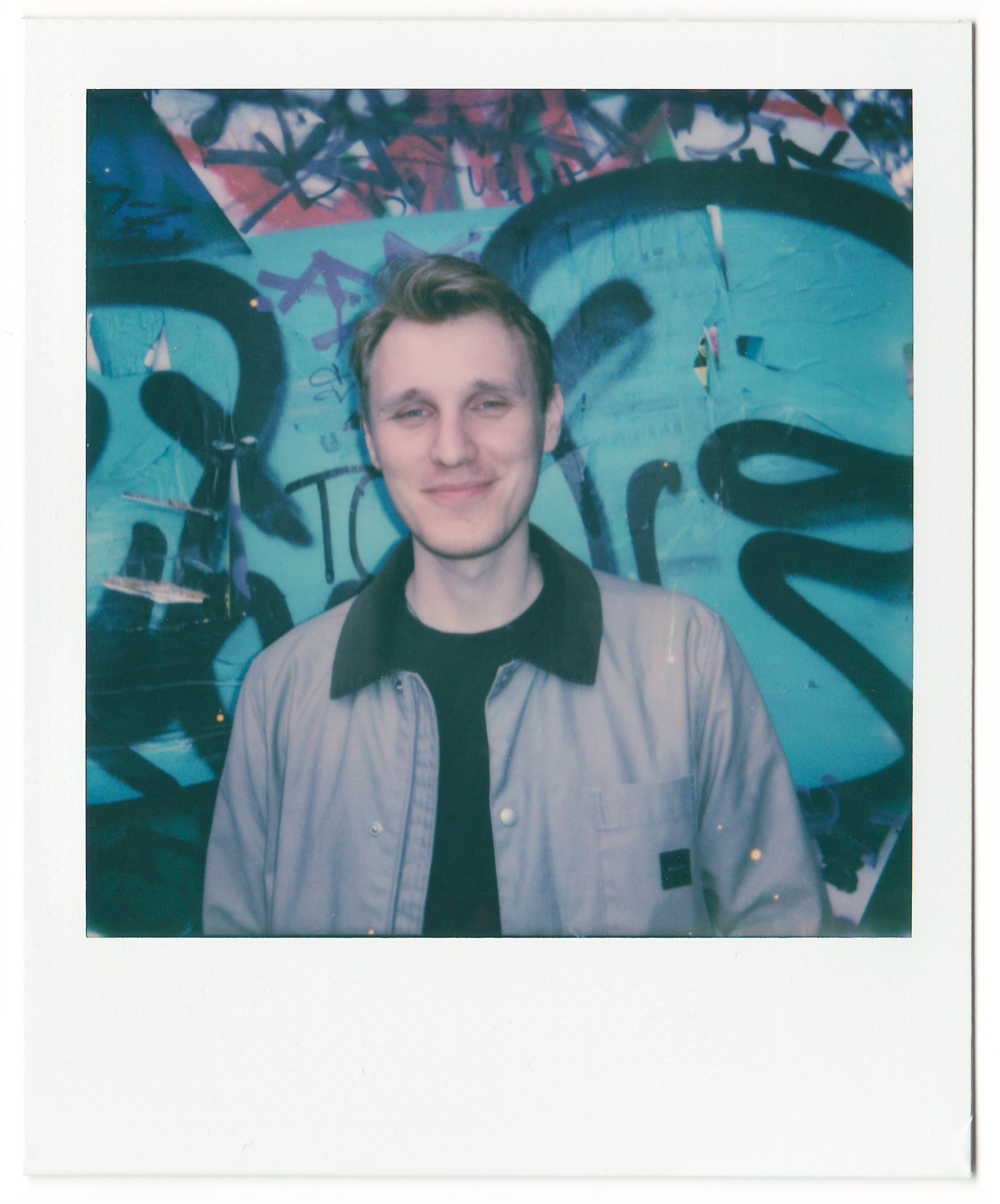 image in pink by instant photo camera Polaroid