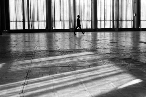 hall captured on Ilford FP4 Plus black and white film