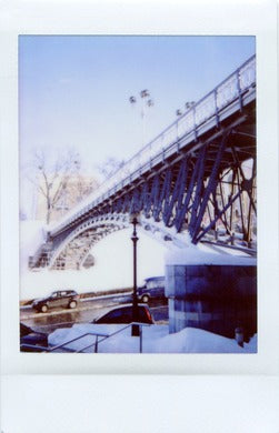 winter bridge captured on Fujifilm Instax film print